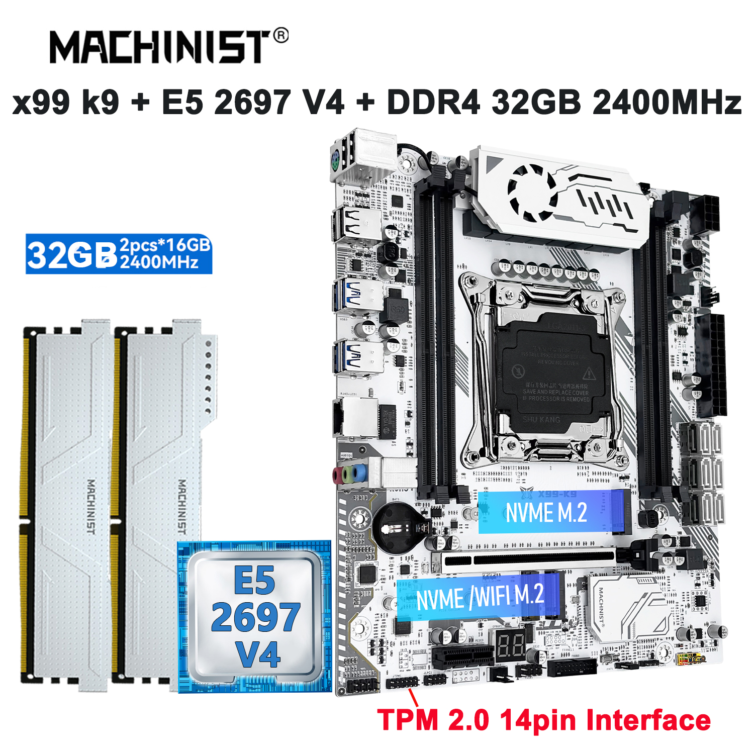Pc Gaming Kit - MACHINIST K9 TPM X99 Kit Motherboard