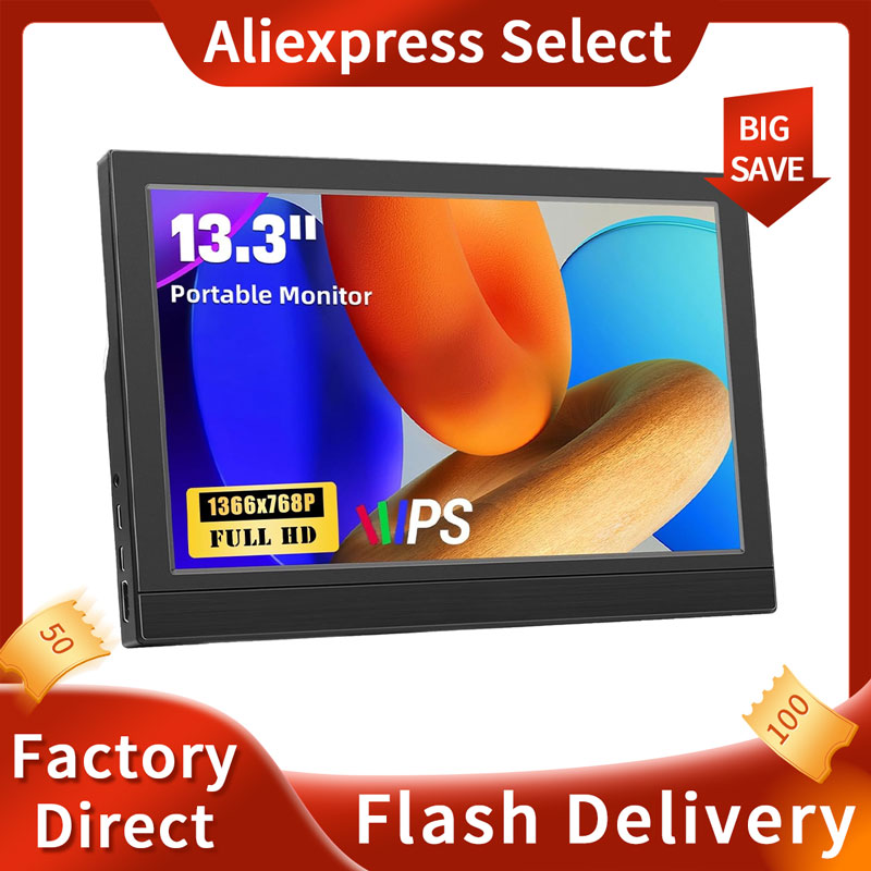 Pc Gaming On Mobile - Portable Monitor 13.3Inch LED External Monitor