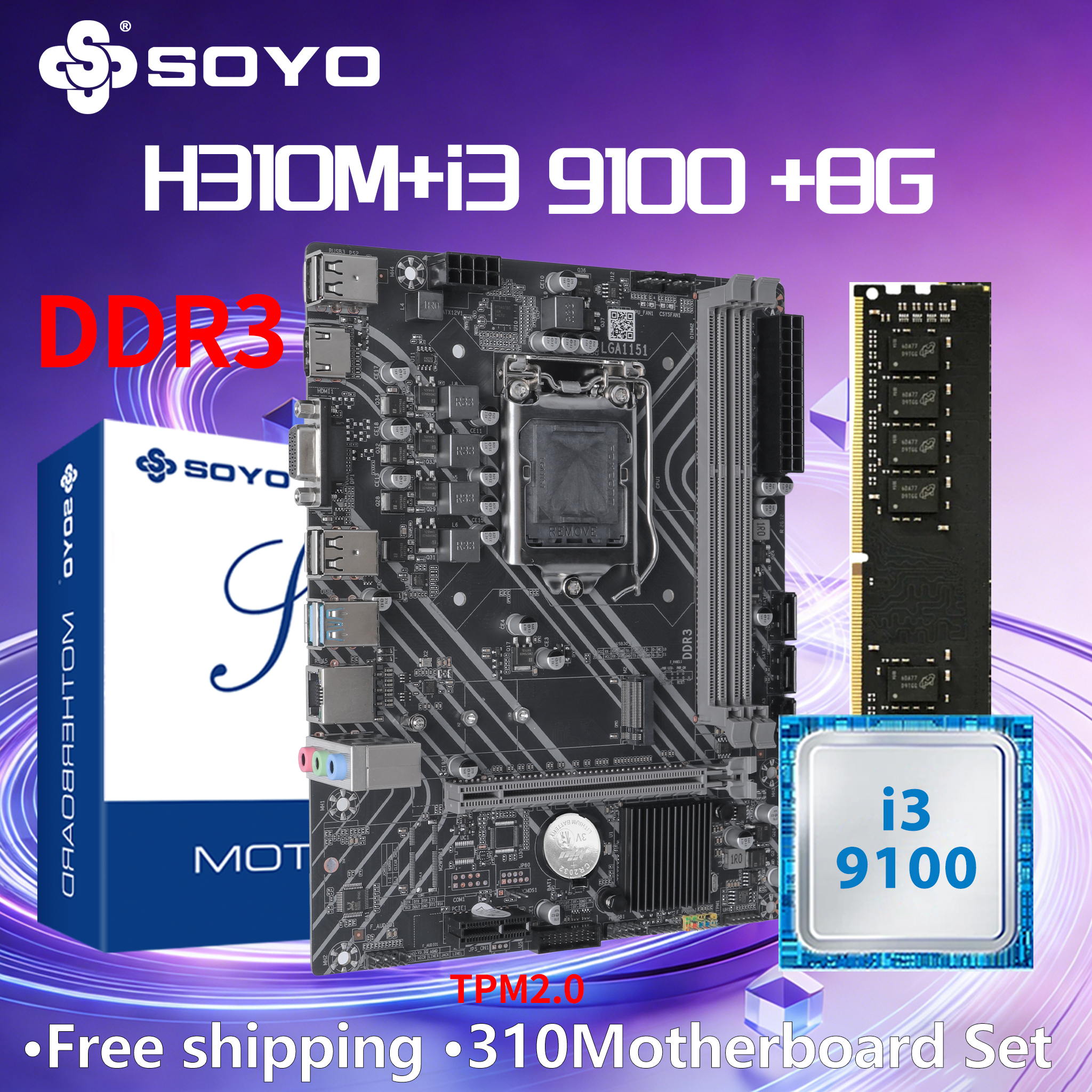 Pc Gaming I3 - SOYO H310M DDR3 Motherboard i3 9100