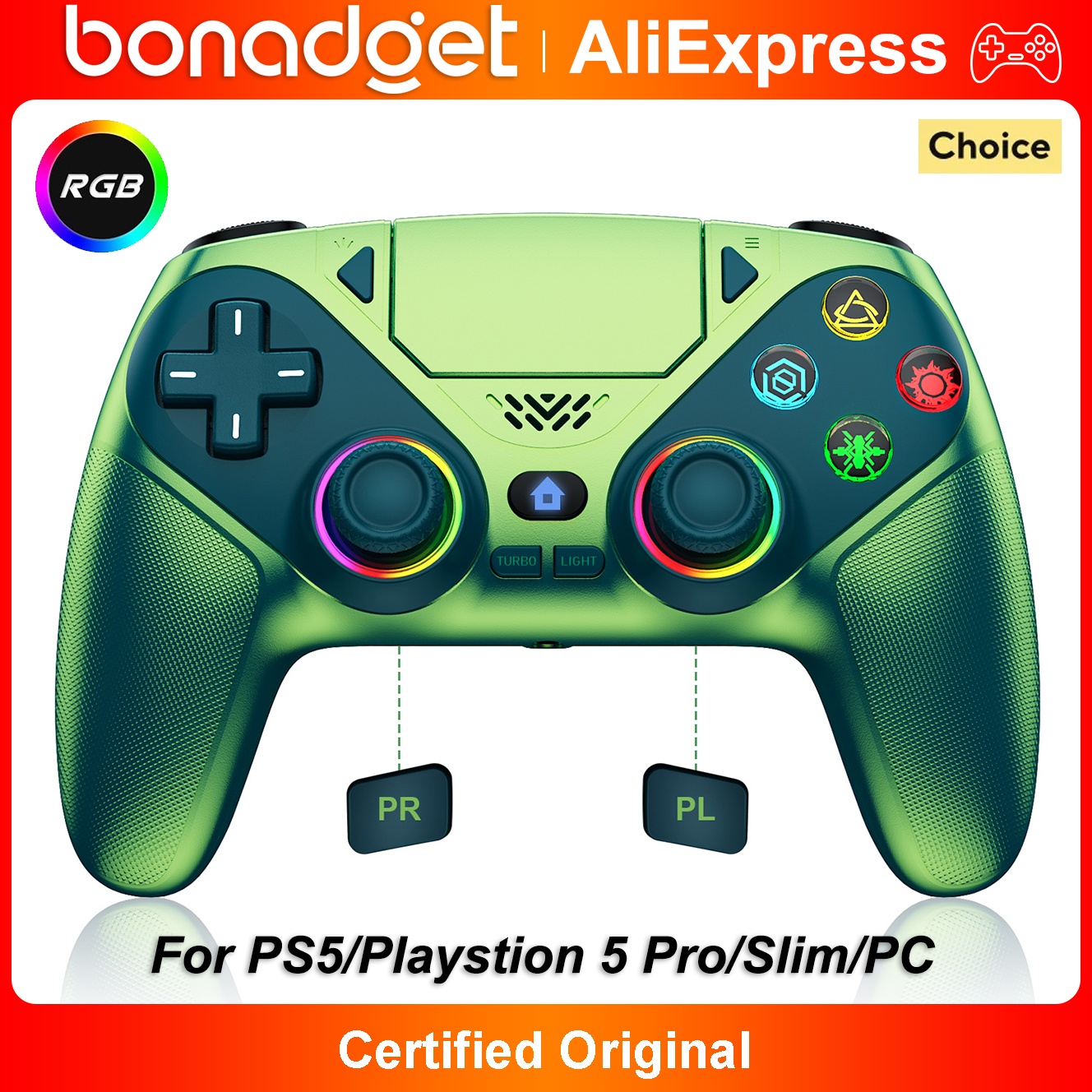 No Rgb Gaming Pc - Controller For PlayStation 5/PS5 Pro/Slim/PC Wireless