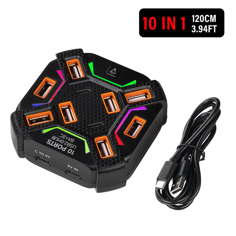 No Rgb Gaming Pc - 10 Ports USB Hub with RGB