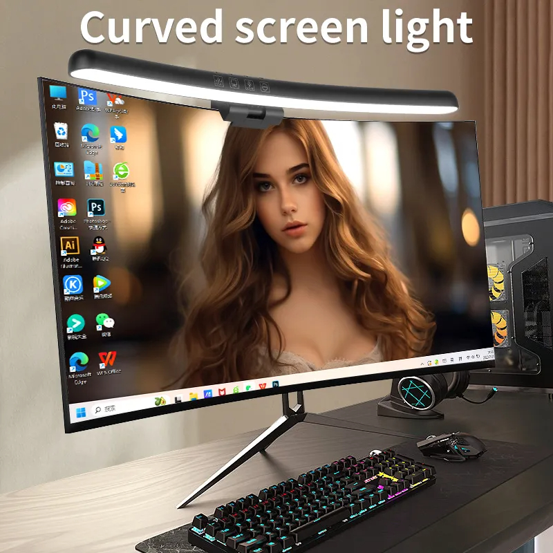 No Rgb Gaming Pc - Curved LED Monitor Light Bar USB