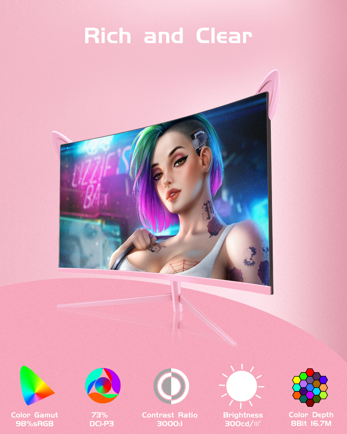 27inch Curved Pink Monitor QHD – Pc Gaming Y Monitor recenzja i cena