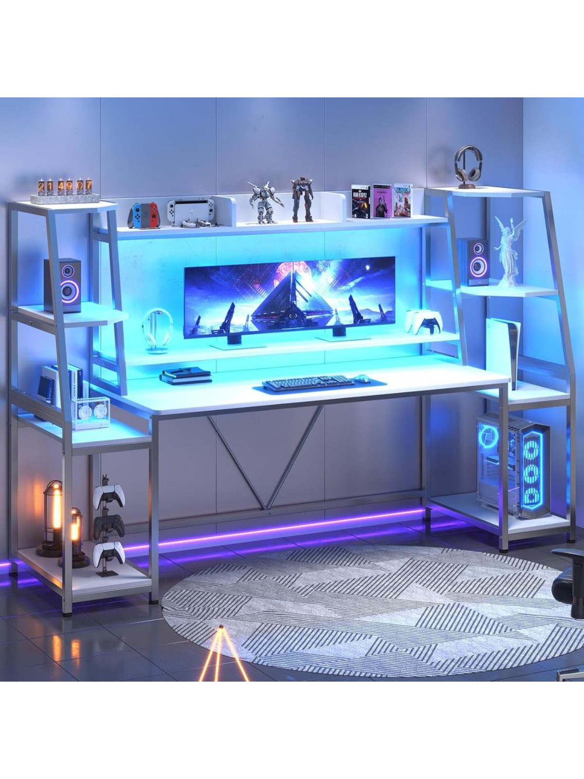 White Gaming Desk 78.8'' with  – Pc Gaming Y Monitor recenzja i cena